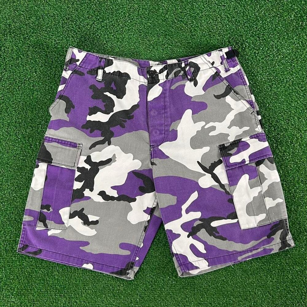 Retro Purple Camo Cargo Shorts